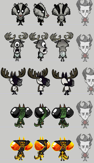 Don't Starve Together completed sprite rendering, 4 characters